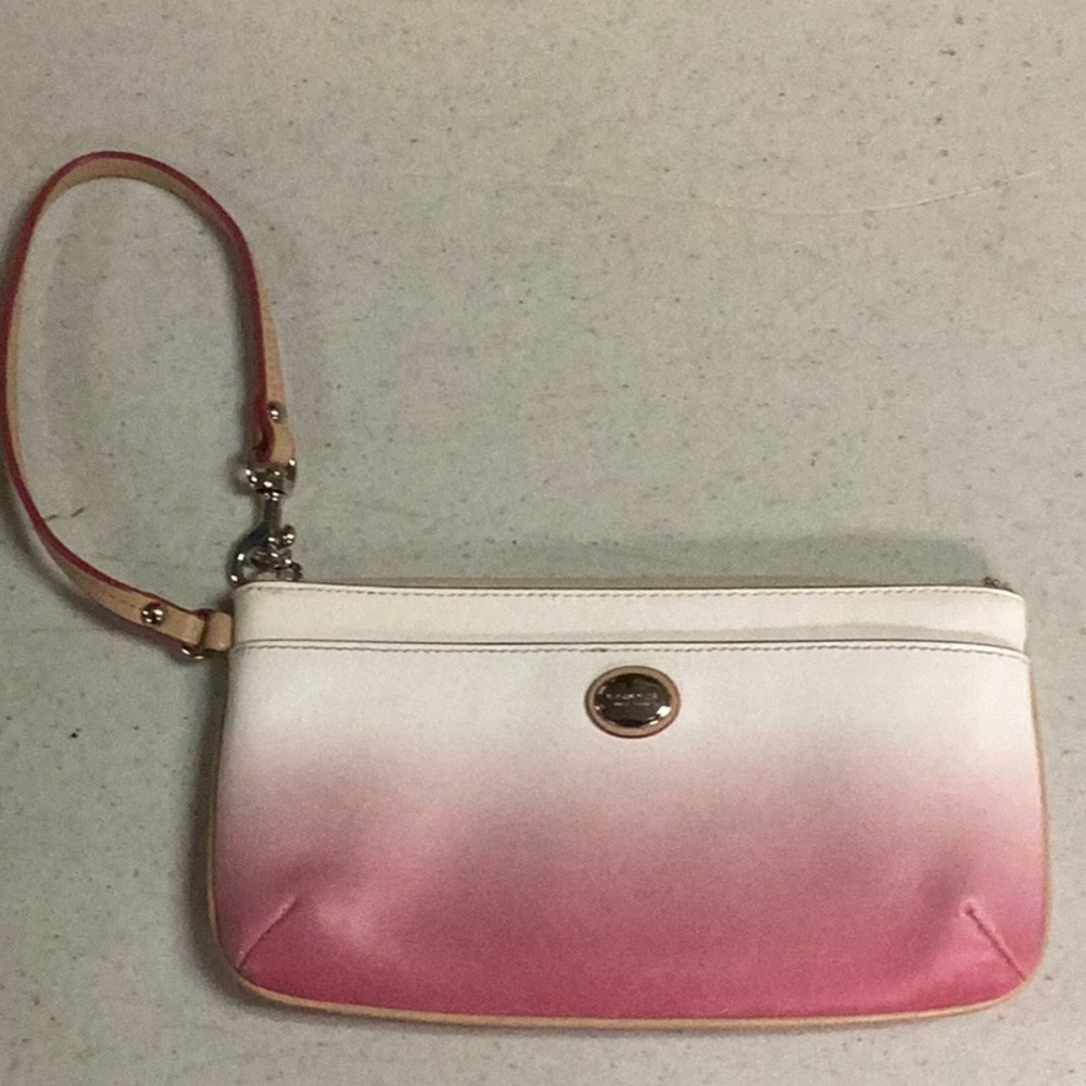 Coach Peyton Ombré Pink and White Clutch Wristlet